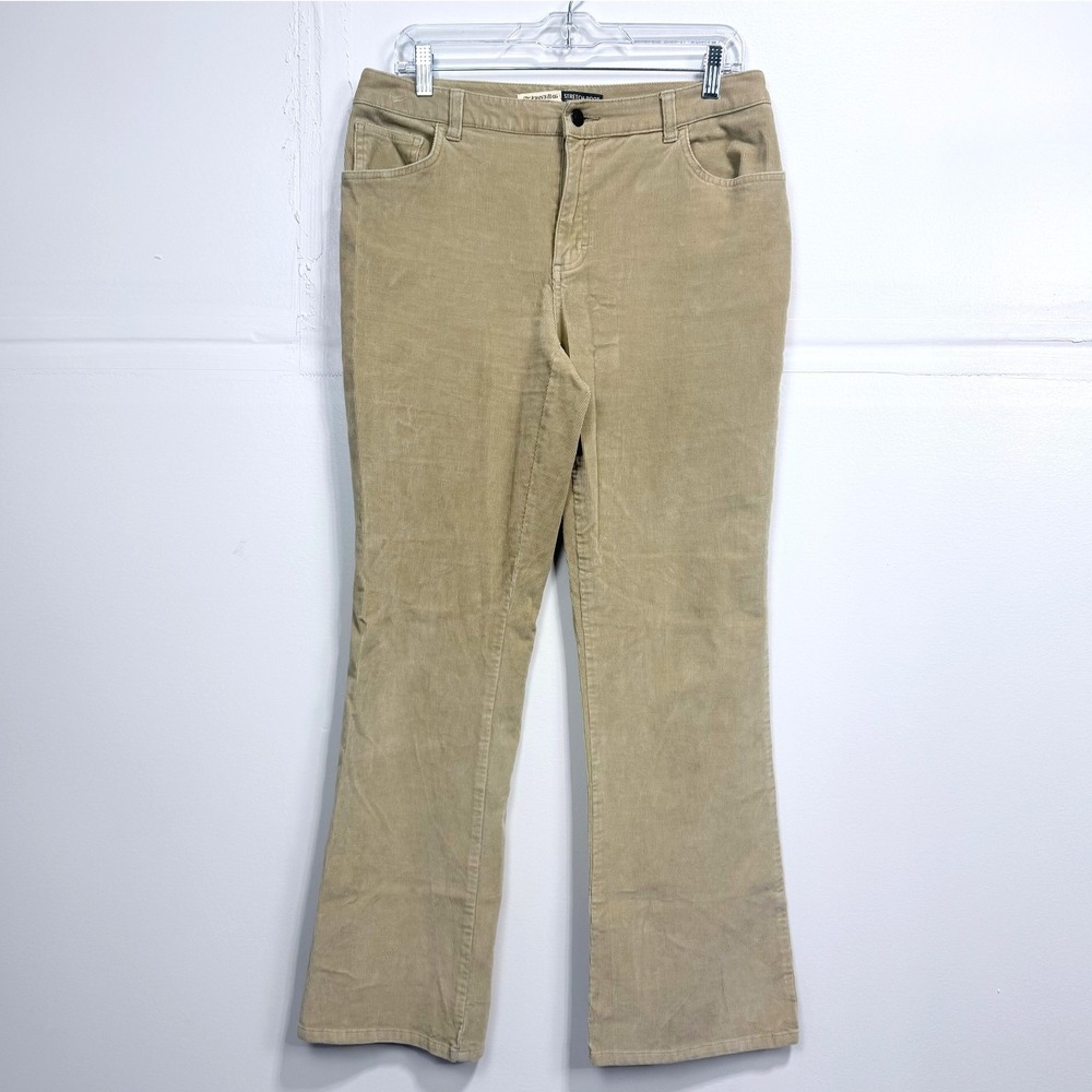 St Johns Bay Womens Tan Khaki Corduroy Stretch Bootcut Pants Size 10